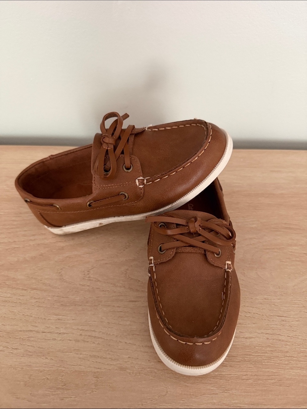 Cat & Jack Tan/Brown Kids Boat Shoes with White Outsole